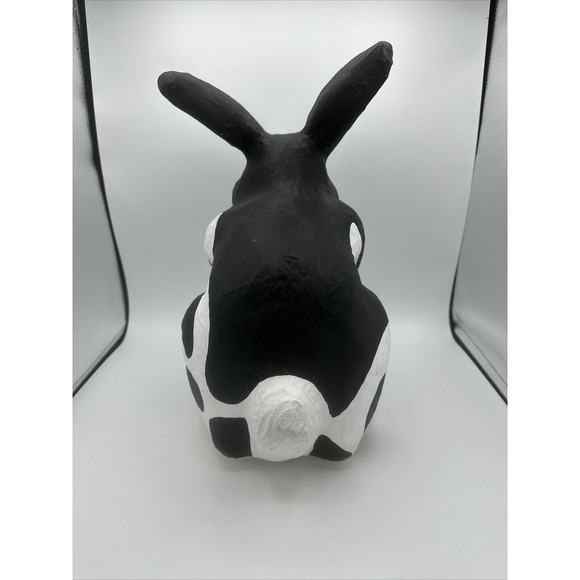 Dept 56 Bunny Rabbit Papier Paper Mache Large Black White Easter RARE - Picture 5 of 16